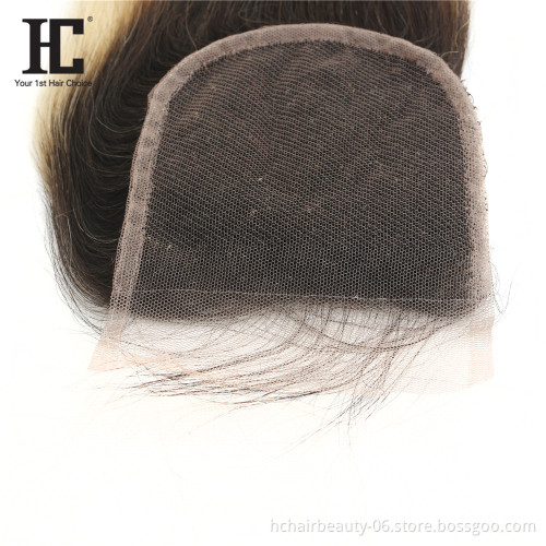 Peruvian Hair Bundle With Closure Transparent Lace Straight Original Human Hair 1B613 Closure with Baby Hair